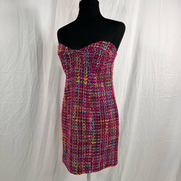 Blue Blush Manhattan Magic Tweed Strapless Dress Size Large NWT - Picture 3 of 13